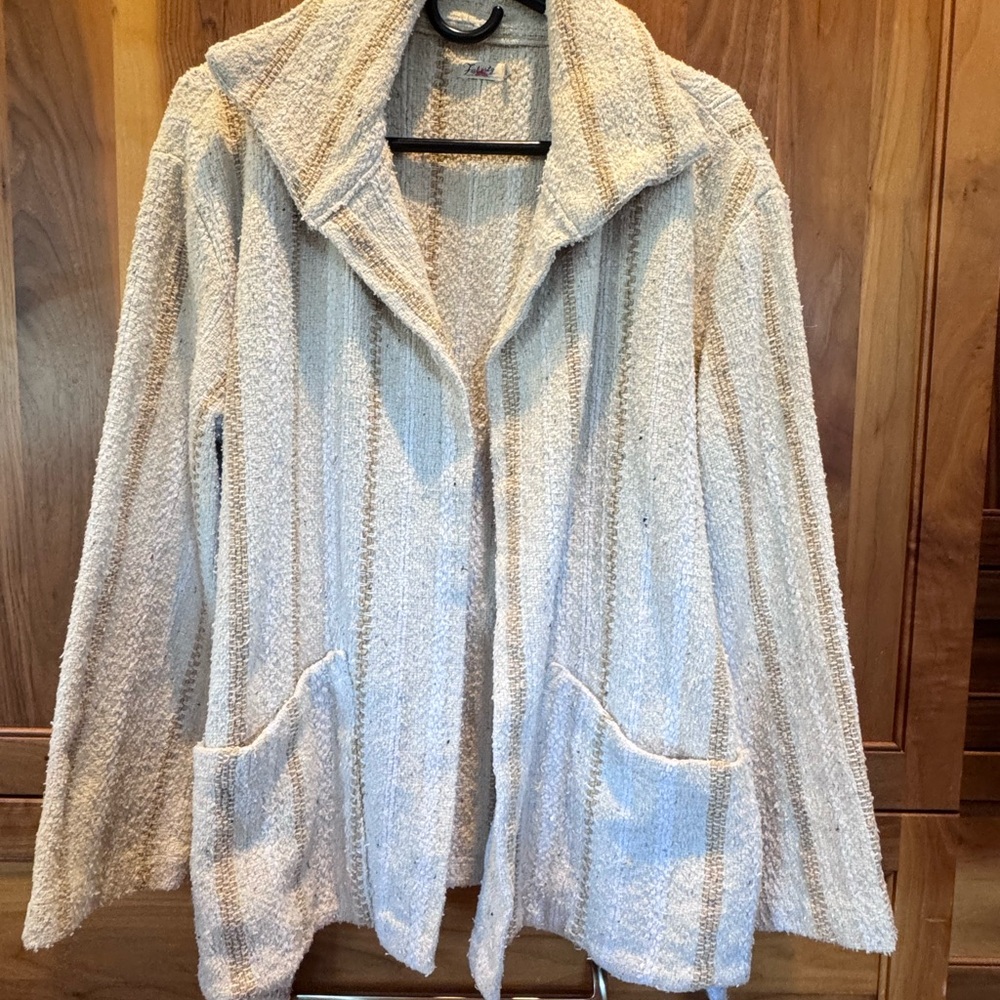 Faherty Textured Cream Boho Jacket